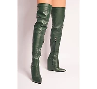 Leggy Lass Wedge Heel Long Boots