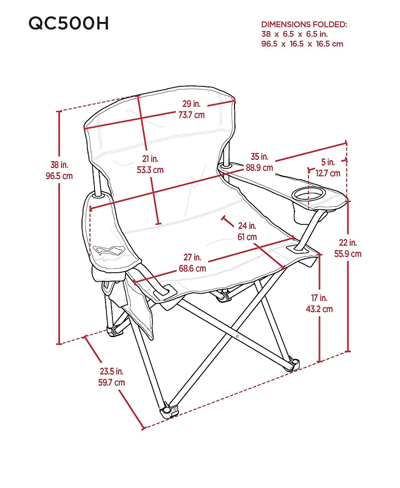 Camp & Go 3 x 2 ft Moss Heavy Duty Heated Quad Chair