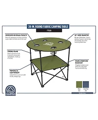 Camp & Go 28" Round Lightweight Fabric Portable Folding Beach Table with Cupholders, Green