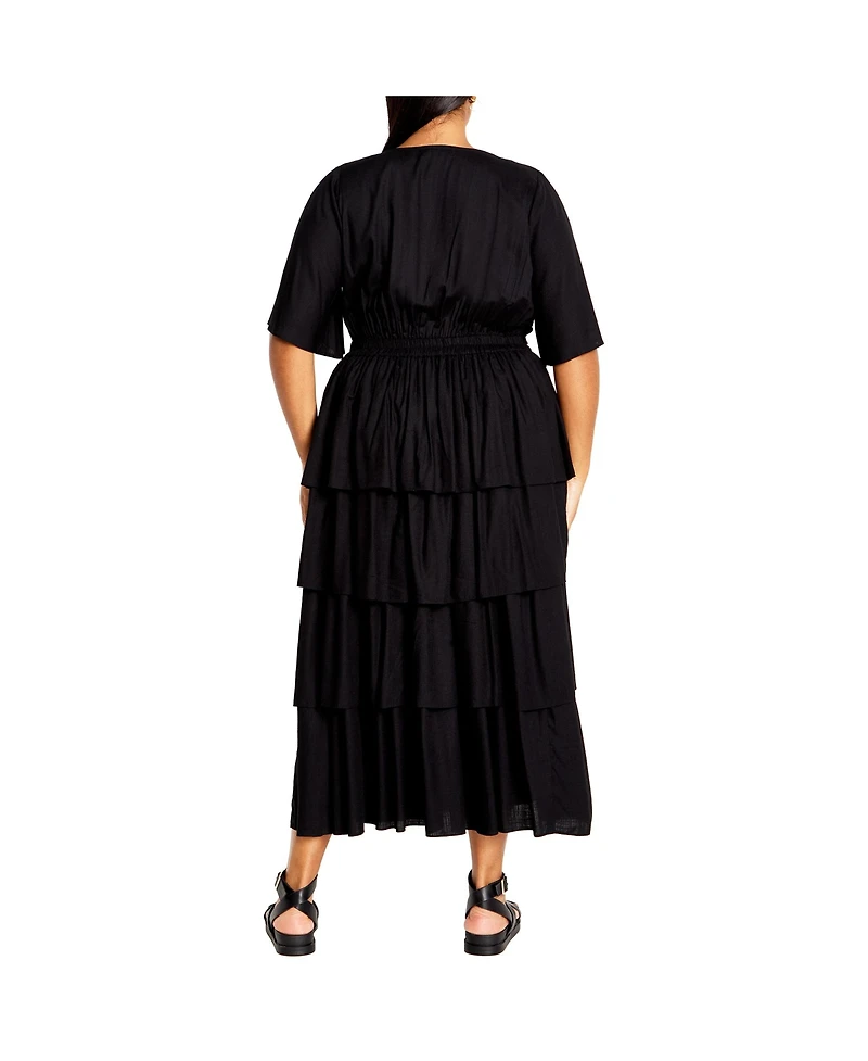 City Chic Women's Ana Tie Maxi Tiered Dress