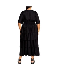 City Chic Women's Ana Tie Maxi Tiered Dress