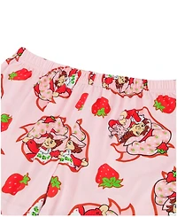 Strawberry Shortcake Girls' Toddler 2T-4T Notch Collar Top and Printed Shorts, 2-Piece Pajama Set