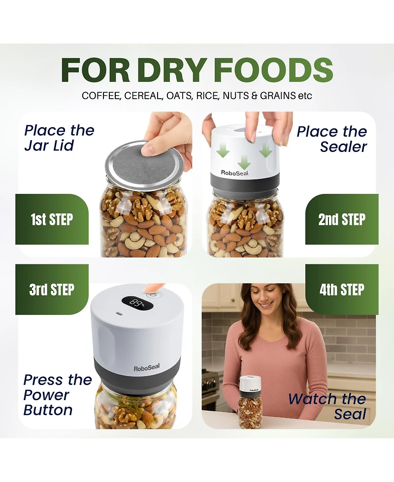 Roboseal Rechargeable Mason Jar Vacuum Sealer