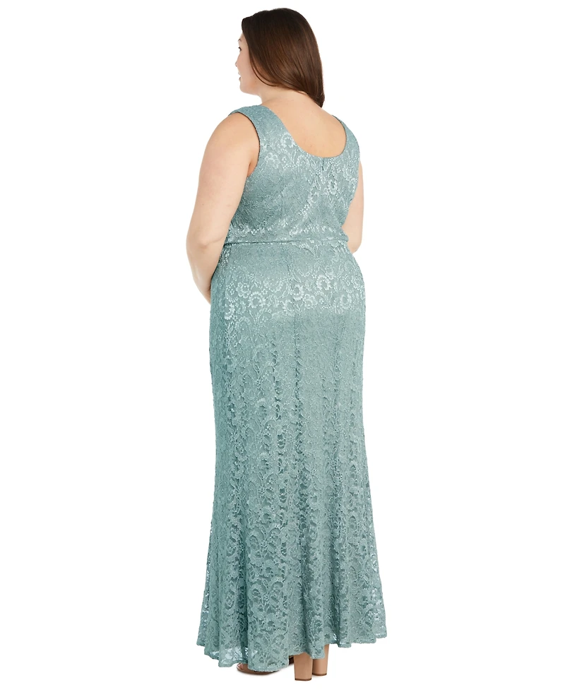 R & M Richards Plus Metallic Lace Jacket and Dress