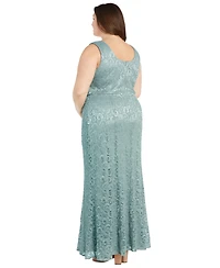 R & M Richards Plus Metallic Lace Jacket and Dress