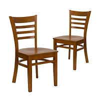 Emma+Oliver 2 Pack Ladder Back Wooden Restaurant Chair