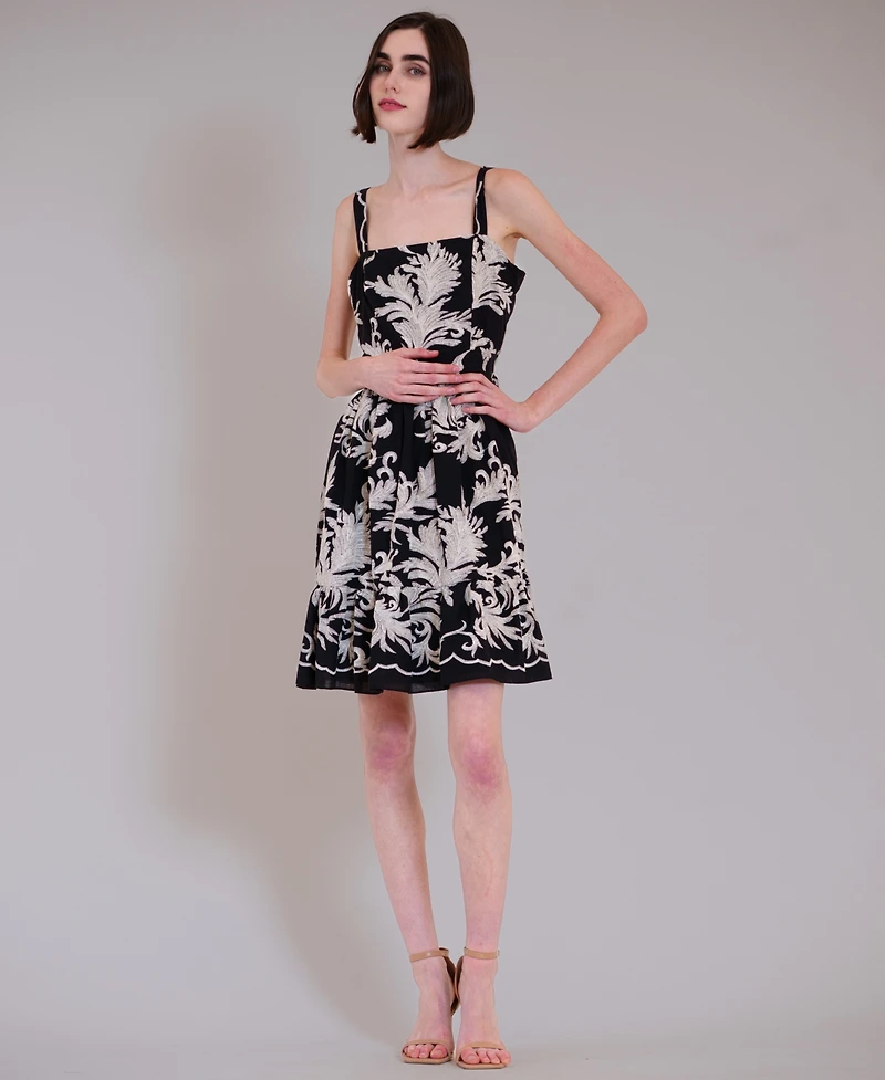 julia jordan Women's Sleeveless Square Neck Short Dress