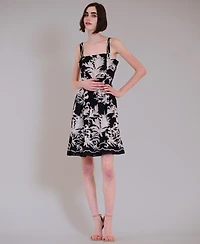 julia jordan Women's Sleeveless Square Neck Short Dress