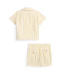Polo Ralph Lauren Baby Boys' Striped Cotton Oxford Shirt and Shorts, 2-Piece Set