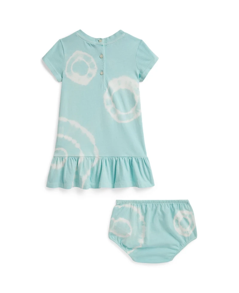 Polo Ralph Lauren Baby Girls' Tie-Dye Bear Cotton Dress with Bloomer, 2-Piece Set