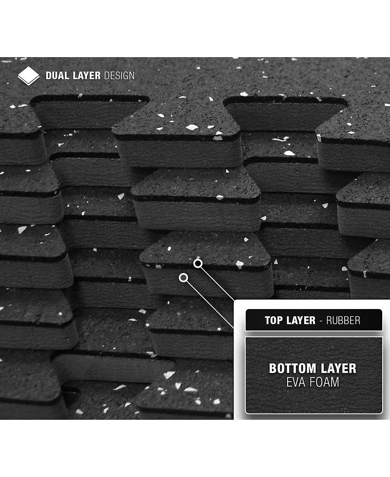 Sorbus 6 Interlocking Gym Floor Mat - 1/2" Thick Rubber Top High-Density Eva Foam (24 Sq Ft) - for Yoga, Heavy Exercise Equipment