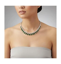 Cubic Zirconia Sterling Silver White Gold Plated Evening Necklace