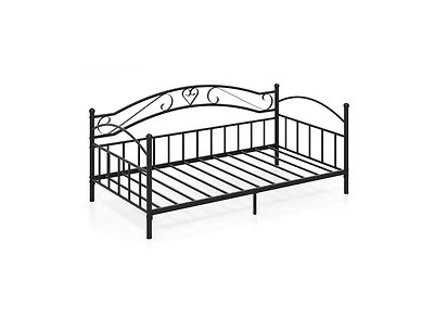 Draft - Slickblue Modern Twin Metal Daybed Frame with Headboard Support