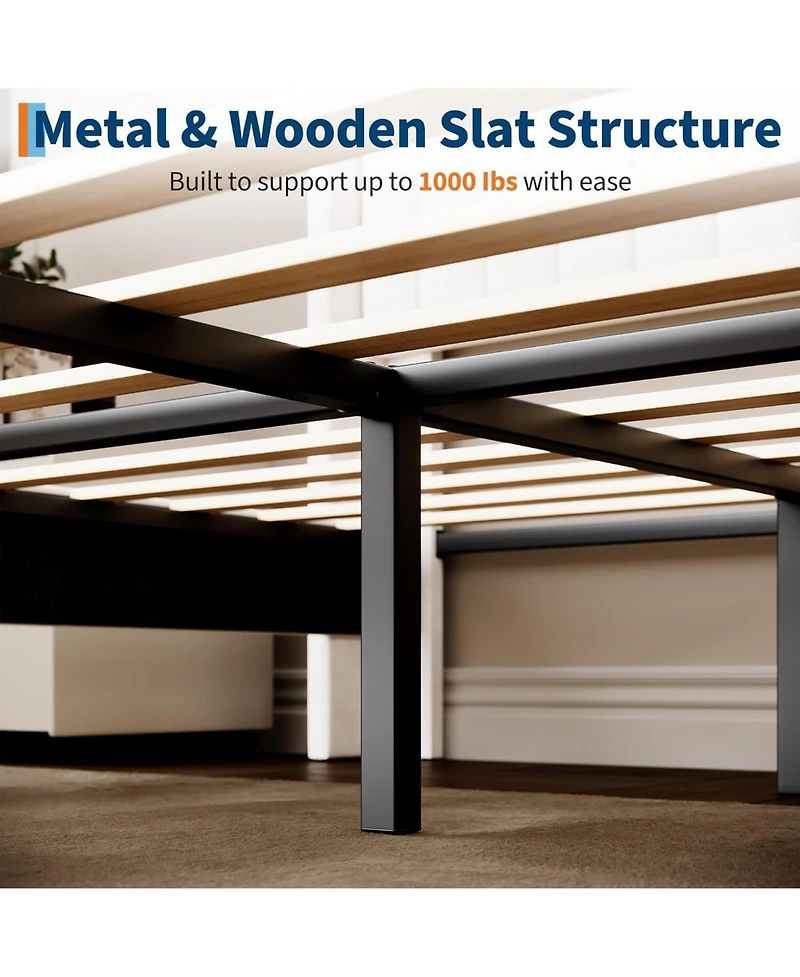 gaomon Size Velvet Bed Frame with Wingback Headboard, Upholstered Platform Bed, No Box Spring Needed, Easy Assembly, Heavy-Duty Support, Beige