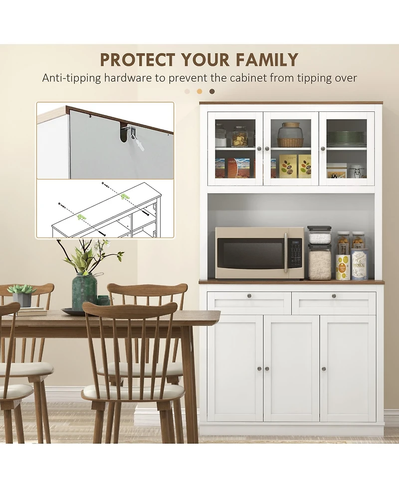 Homcom 71" Tall Kitchen Pantry Storage Cabinet with Microwave Sd,