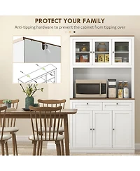Homcom 71" Tall Kitchen Pantry Storage Cabinet with Microwave Sd,