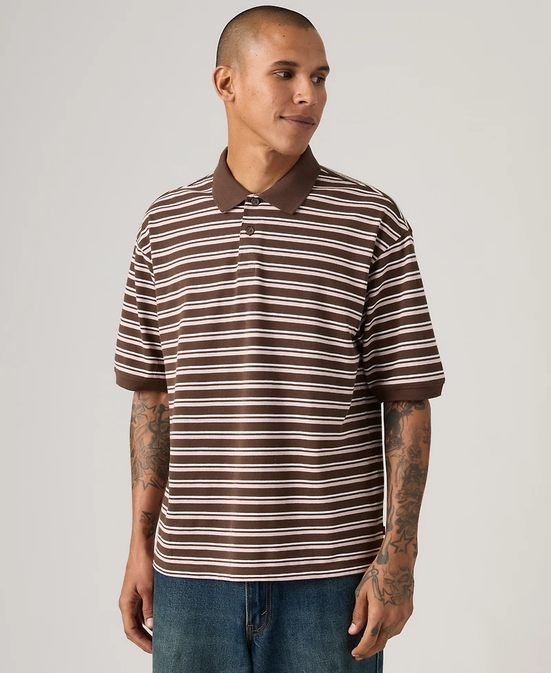 Levi's Men's Boxy Striped Collared Polo Shirt