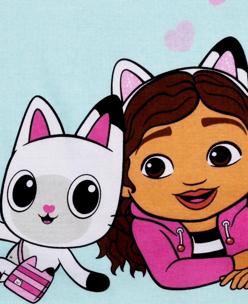 Ame Girls' 4-8 Gabby's Dollhouse Print Tops, Shorts and Pants, 4-Piece Pajama Set