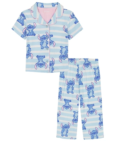 Lilo Stitch Girls' Toddler 2T-4T Printed Top and Pants, 2-Piece Pajama Set