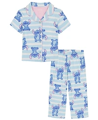 Lilo Stitch Girls' Toddler 2T-4T Printed Top and Pants, 2-Piece Pajama Set