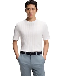 Boss by Hugo Men's Cotton-Silk Cable-Knit T-Shirt
