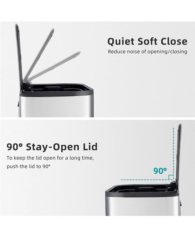 gaomon Bathroom Trash Can, 3.2 Gallon / 12 Liter Stainless Steel Garbage Can