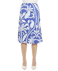 24seven Comfort Apparel Women's Paisley Elastic Waist Knee Length A-Line Skirt