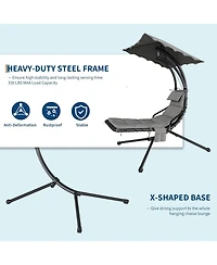 gaomon Patio chaise lounger swing chair with canopy and steel frame (60) - Twin