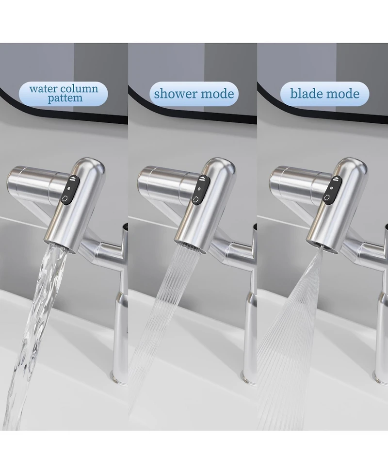 Rainsken Kitchen Faucet with Pull Down Sprayer, High Arc 360° Swivel Brushed Nickel, 3-Mode Spray Head, for Farmhouse Modern Laundry Rv Bar