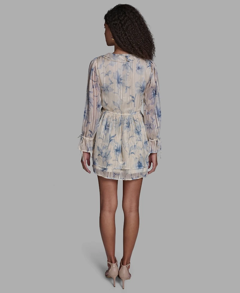 Bcbg Women's Ruffle Detail V-Neck Mini Dress