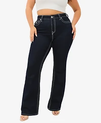 True Religion Women's Plus Becca Bootcut Flap Jeans
