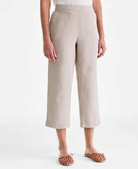 Charter Club Women's 100% Linen Solid Cropped Pull-On Pants, Created for Macy's