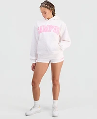 The Happy Camp3r Juniors' Floral Print Logo Hooded Sweatshirt