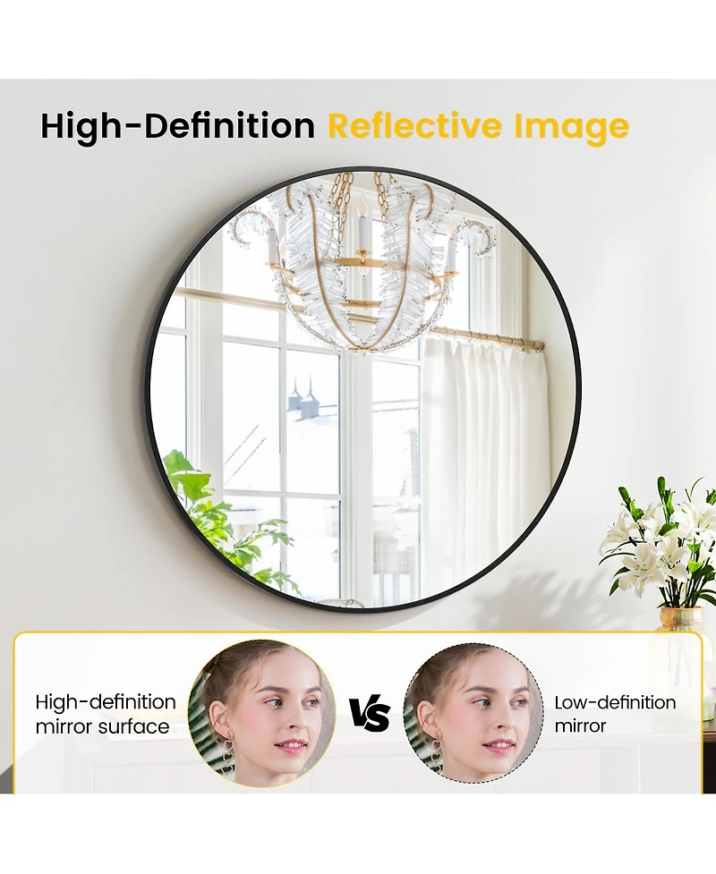 Homfan Round Mirror, Circle Mirrors for Bathrooms, Entryways, Living Rooms, Bedrooms & Vanity Decor