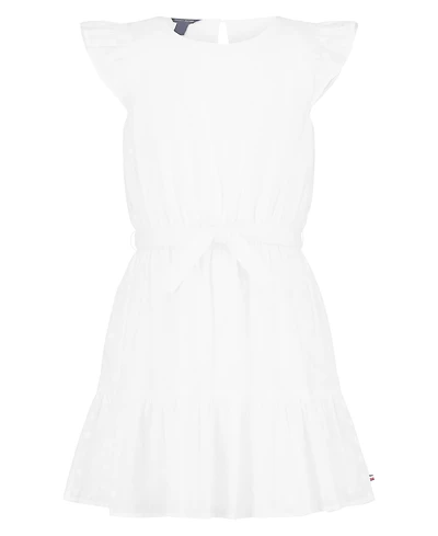 Tommy Hilfiger Girls' 7-16 Lace Asymmetric Tiered Dress