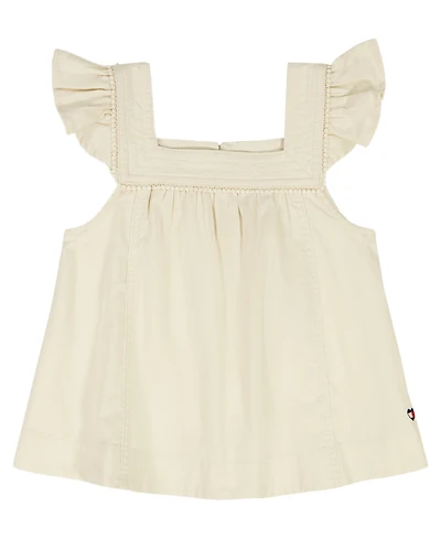 Tommy Hilfiger Girls' 7-16 Twill Ruffle-Sleeve Top