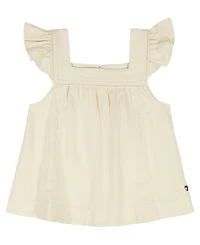 Tommy Hilfiger Girls' 7-16 Twill Ruffle-Sleeve Top