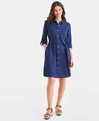 Style & Co Petite Cotton Belted Shirtdress, Macy's Exclusive