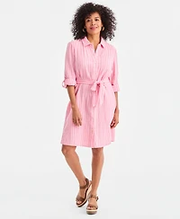 Style & Co Women's Cotton Gauze Tie-Waist Shirt Dress, Macy's Exclusive