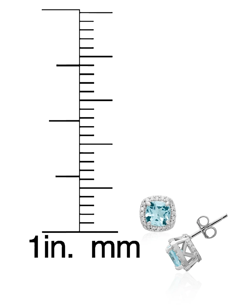 Macy's 2-Piece Lab-Grown Aquamarine (1.54 ct. t.w.) & Lab-Grown White Sapphire (0.48 ct. t.w.) Pendant Necklace and Earrings Set in Sterling Silver
