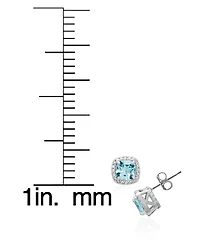 Macy's 2-Piece Lab-Grown Aquamarine (1.54 ct. t.w.) & Lab-Grown White Sapphire (0.48 ct. t.w.) Pendant Necklace and Earrings Set in Sterling Silver