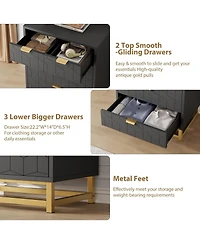 gaomon Modern Drawer Wide Dresser Chest, Gold Metal Legs & Handles