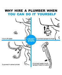 Rainsken Handheld Bidet Sprayer for Toilet, Adjustable Water Pressure Jet Spray, with Bidet Hose