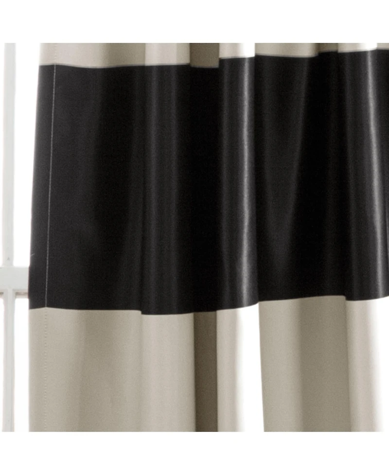 Lush Decor Montego Stripe Light Filtering Window Curtain Panels Pair 52"W x 84"L Black - Black Curtains for Bedroom