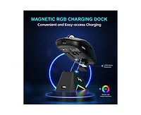 Risokeys Tri-Mode Wireless Gaming Mouse, Lightweight, 12000 Dpi Adjustable, Magnetic Rgb Charging Dock, BT5.3+2.4G+Wired, for Pc, Laptop