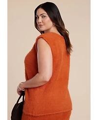 Eloquii Women's Fuzzy Sweater Vest