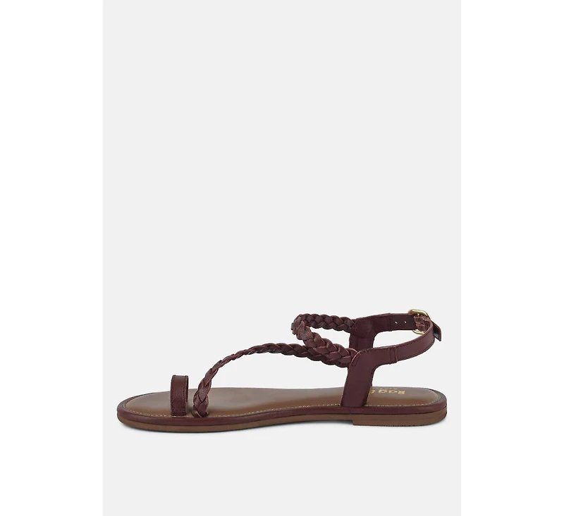 Stallone Womens Braided Flat Sandals