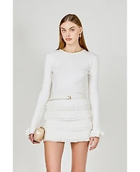 endless rose Women's Ruffled Cuff Knit Top