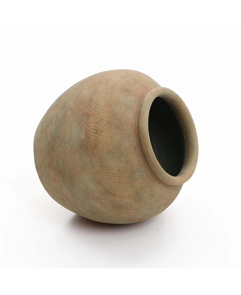 LuxenHome Terracotta 10" Round Vase with Earth Tones, Accent for Farmhouse or Boho Interiors