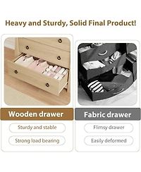 gaomon 3 Drawer Dresser, Modern Dresser for Bedroom, Chest of Drawer with Black Metal Ring Pull Handles, Wooden Storage Cabinet for Living Room